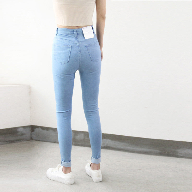 High Waist Elastic Jeans for Women