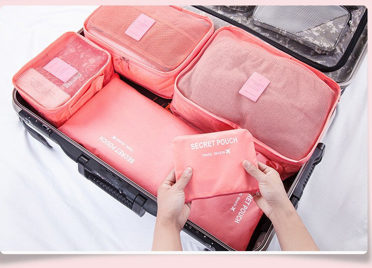 Double Zipper Waterproof Polyester Travel Bags 6pcs/set Packing Cubes