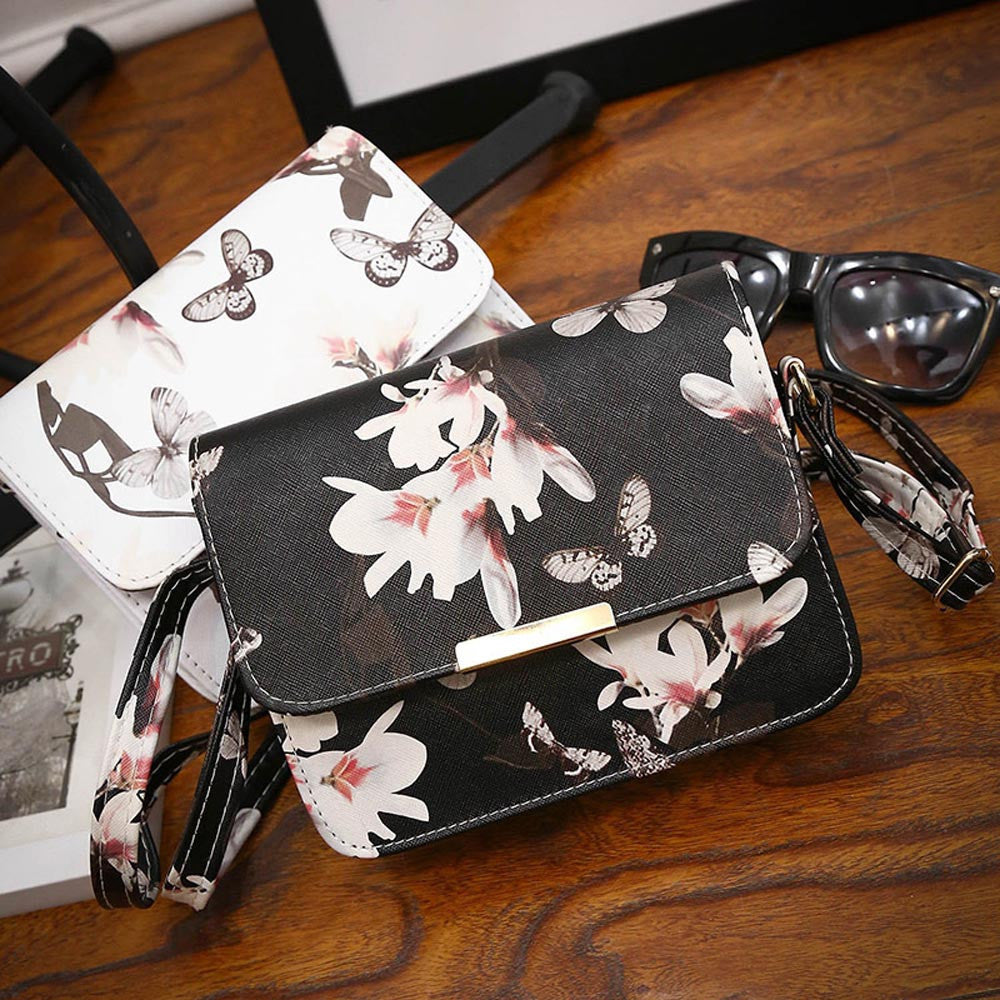 Floral Printed Leather Crossbody Bag