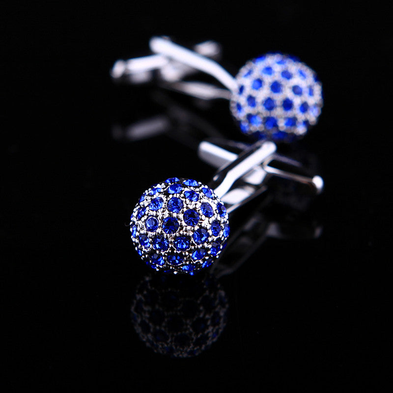 Blue Crystal Ball Buttons Design High Quality Cufflinks