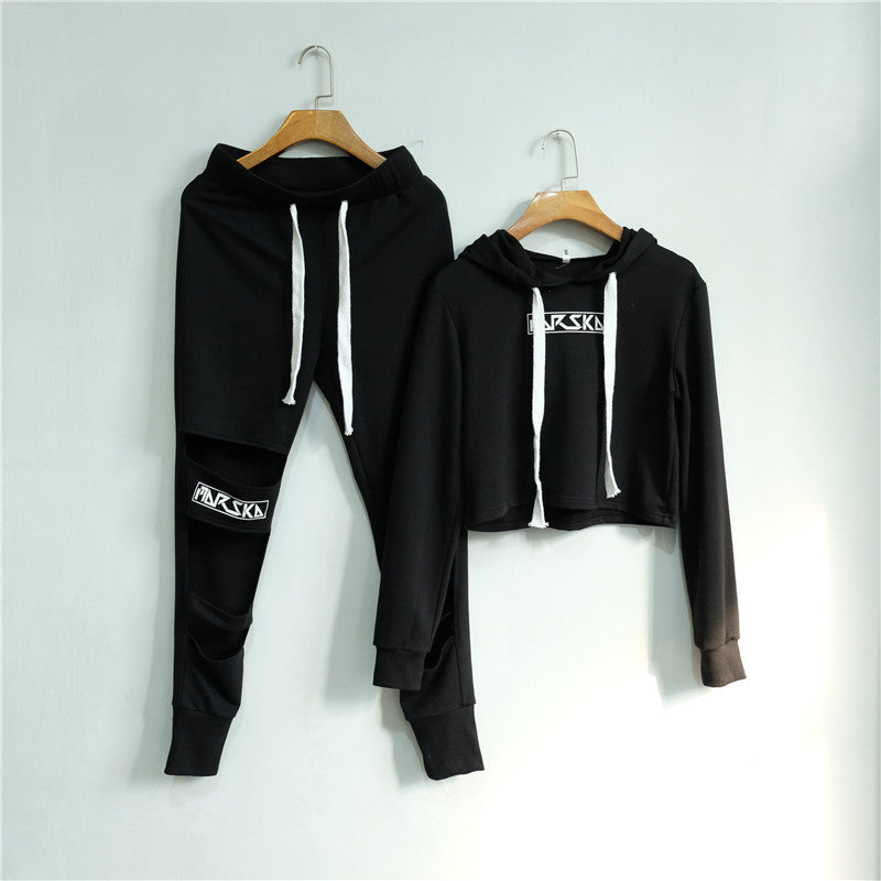 Hollow Out Print Sportswear Tracksuit for Women