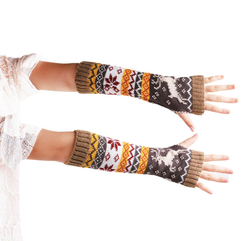 Wrist Warmer Knitted Long Fingerless Gloves for Women