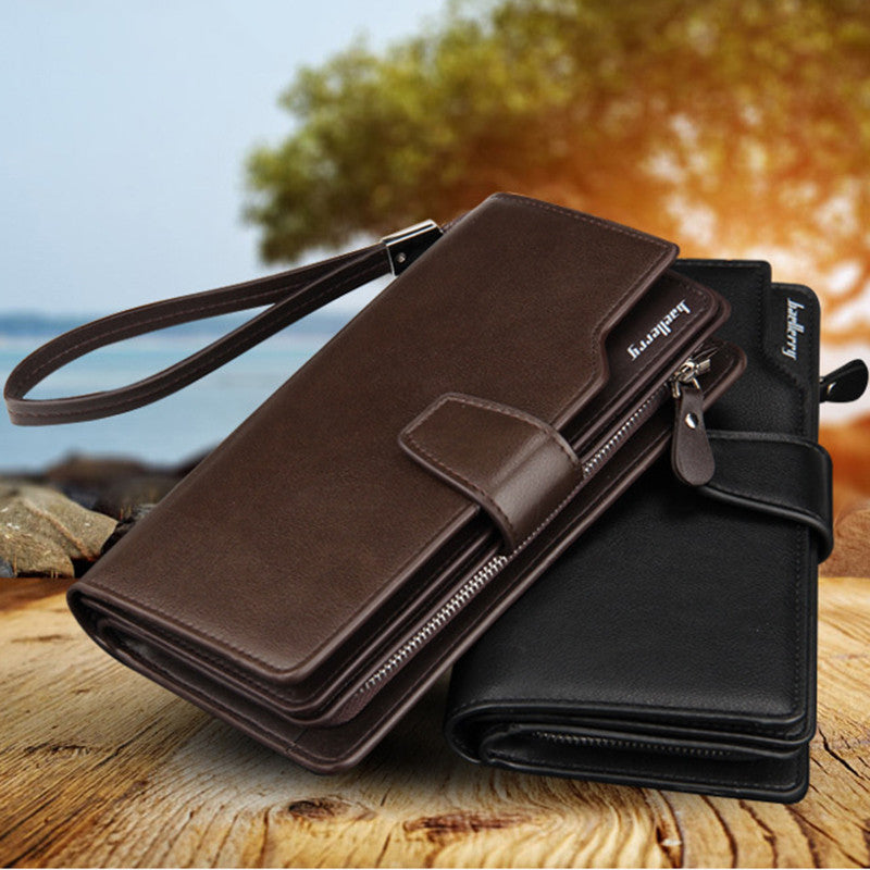 Top Quality Leather Long Wallet For Men Zipper