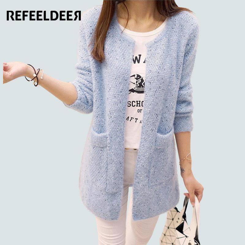 Long Cardigan Long Sleeve Knitted  Sweaters For Women