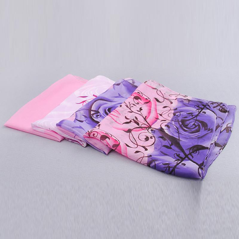 Rose Print Chiffon Scarves From India