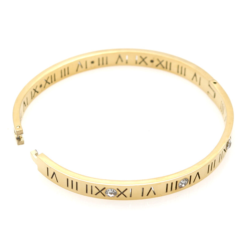 Luxury Fashion Crystal Roman Numerals Women's Bracelets and Bangels