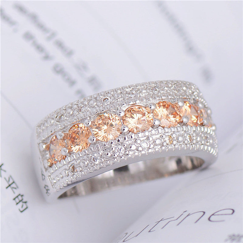 Champagne CZ Diamond Jewelry For Wedding Party Rings wr-