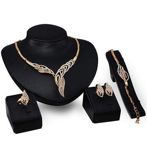Choker Necklaces Bracelet Ring Earrings Wedding Jewelry Sets wr-