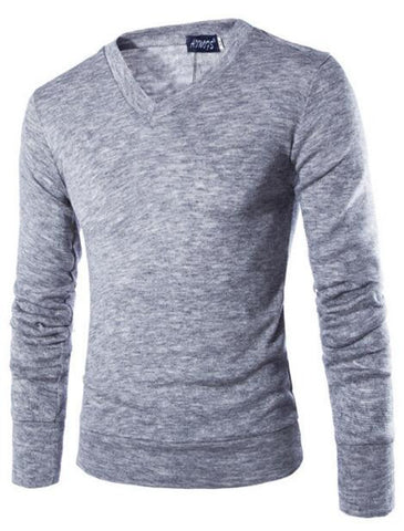 V-Neck Sweater For Men Stylish Knitted Solid Pullover in 7 Colors