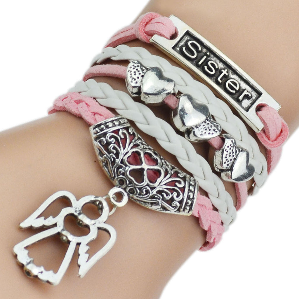 Silver Owl Tree Love Leather Bracelets mj-