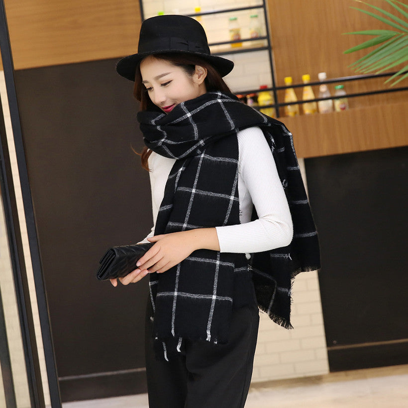 Plaid warm winter scarves shawls