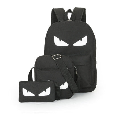3Pcs/Sets Luminous Black Backpacks Canvas Large Capacity Unisex Bag bmbwb