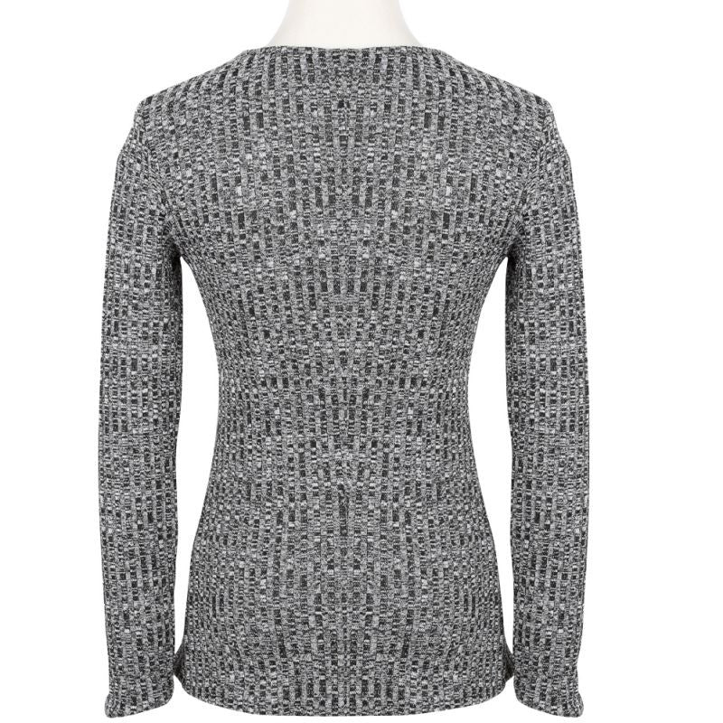 Charcoal Lace Up Knitted V-Neck Sweaters For Women