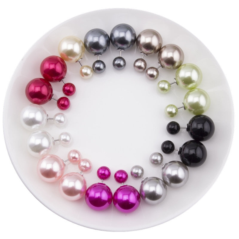 Pearl Earrings For Women 1Pairs/Lot Double Balls Stud