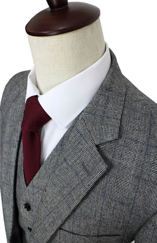 Grey 3 Piece Tailor Made Slim Fit Woolen Suits for Men (Jacket+Pants+Vest)