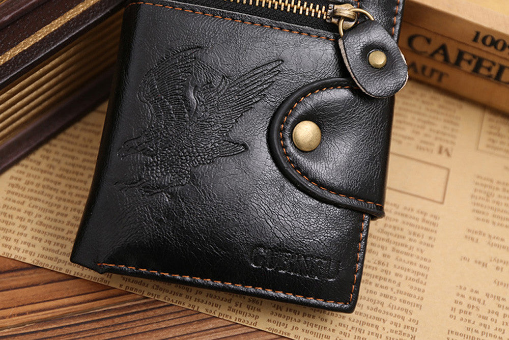 Eagle Pattern Vertical Men's Wallet Leather Card Holder