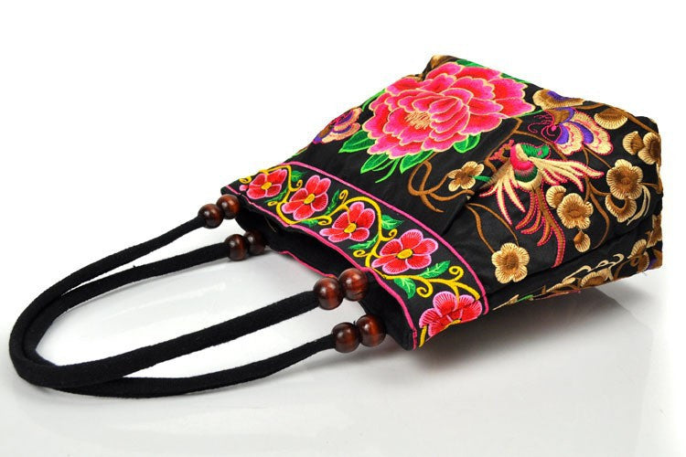 Embroidery Ethnic Fashion Handmade Flowers Ladies Totes Cotton Bag