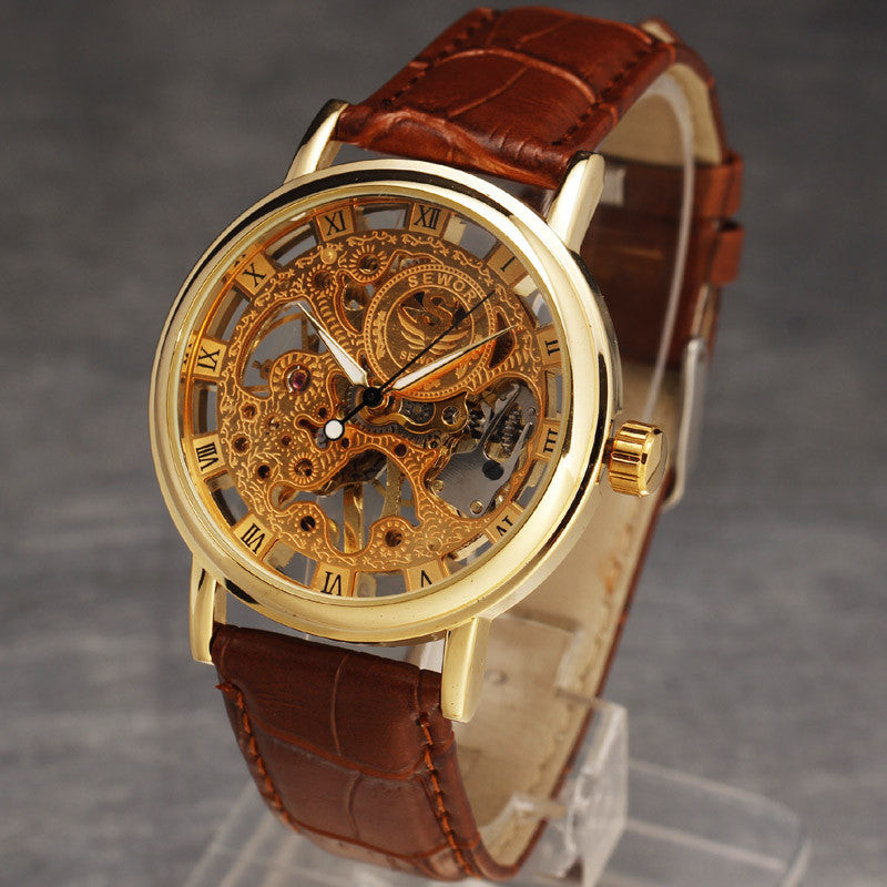 Brand Skeleton Luxury Mechanical Hand Wind Watch wm-m