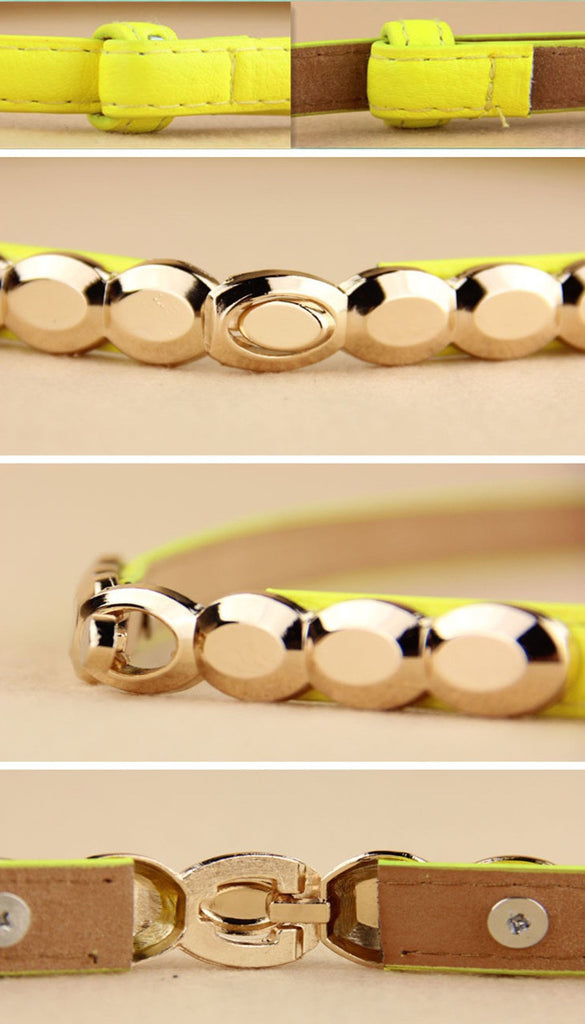 Decorative Gold Tone Alloy Buckle Thin Belt For Women