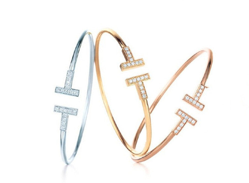 Adjustable Crystal T Shaped Bangles & Bracelets