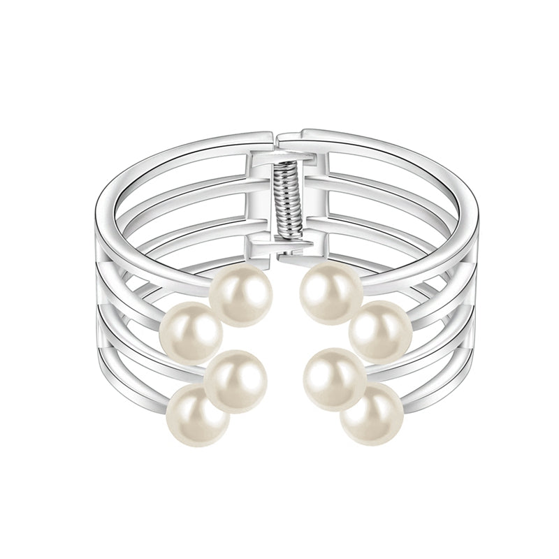 Open Platinum Pearl Bangles and Bracelets