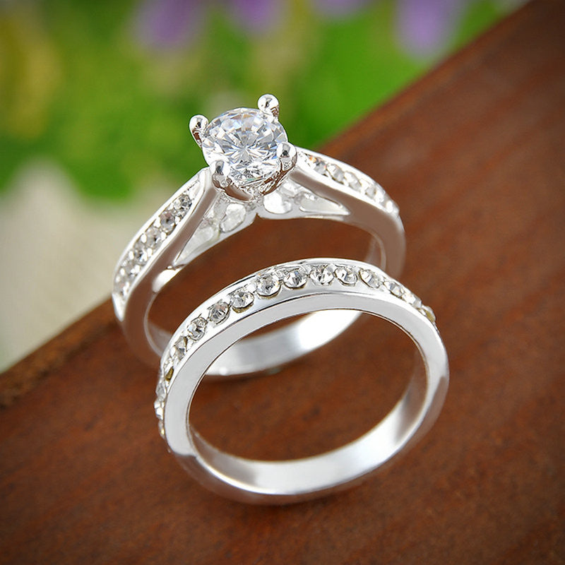 Crystal Engagement And Wedding Rings For Women wr-