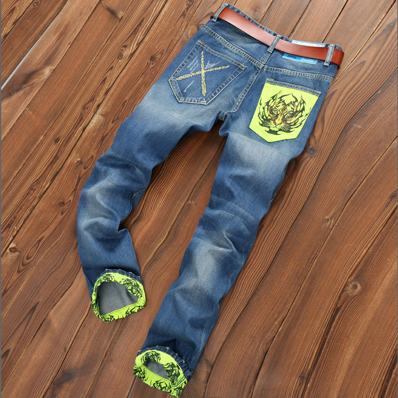 Tiger Patch Printing Design Fashion Jeans for Men
