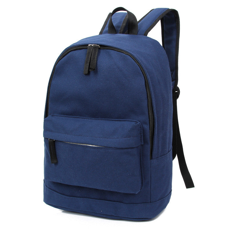 Solid Preppy Style Canvas Backpack bwb