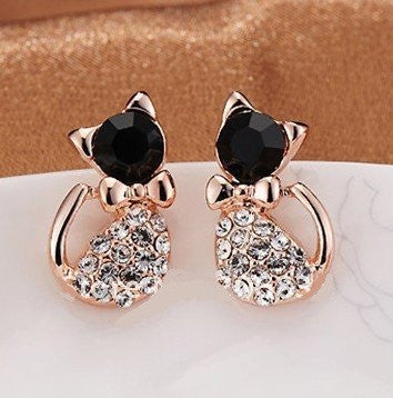 Hot Fashion Rinestone Cute Cat Earrings
