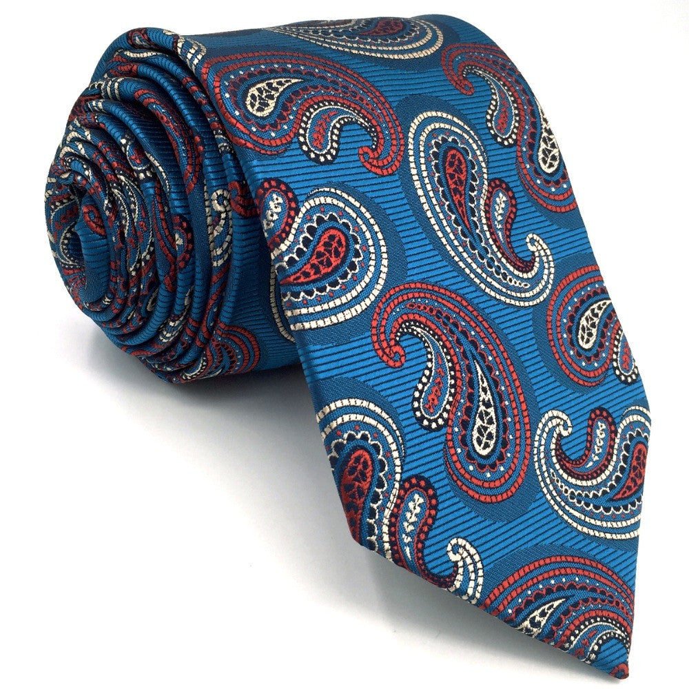 Blue Paisley Silk Woven Men's Ties