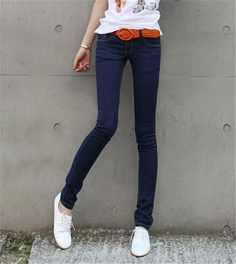 Summer Style Washed Mid Waist Jeans For Women