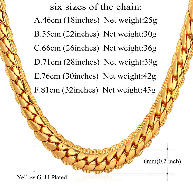 Long/Choker 6MM Vintage Black Gun/Gold Plated Chain For Women/Men mj- Necklaces