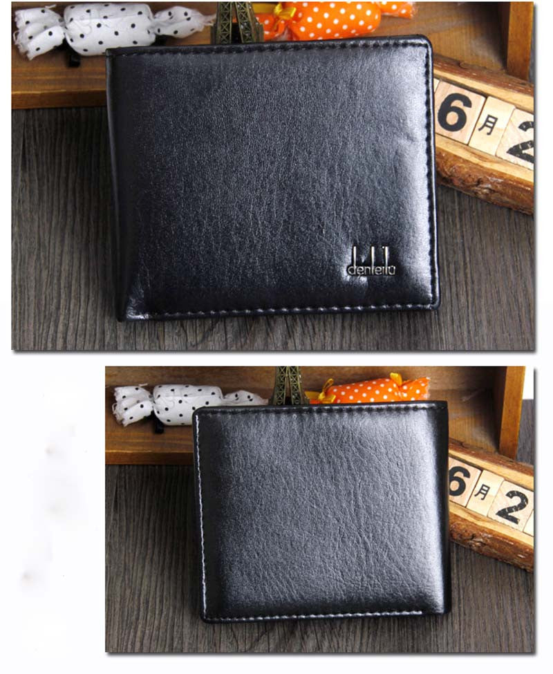 Solid Color Leather Bifold Business Style Men's Wallet