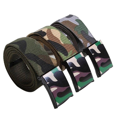 Square Military Buckle Canvas Unisex Belt