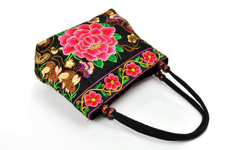 Embroidery Ethnic Fashion Handmade Flowers Ladies Totes Cotton Bag