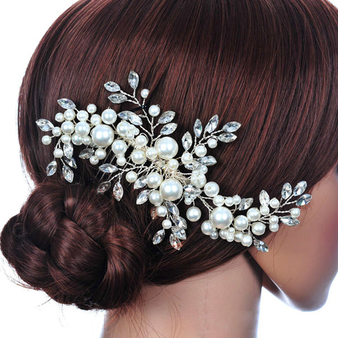 Wedding HairClips Romantic Crystal Pearl Flower