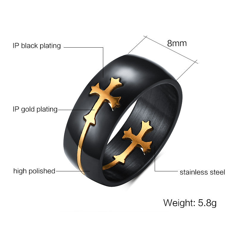 Cross Ring for Men Woman Black Color Stainless Steel Cool Male Design Jewelry mj-
