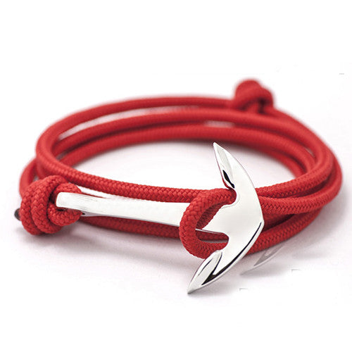 15 Colors Silver Anchor Leather Friendship Bracelets mj-