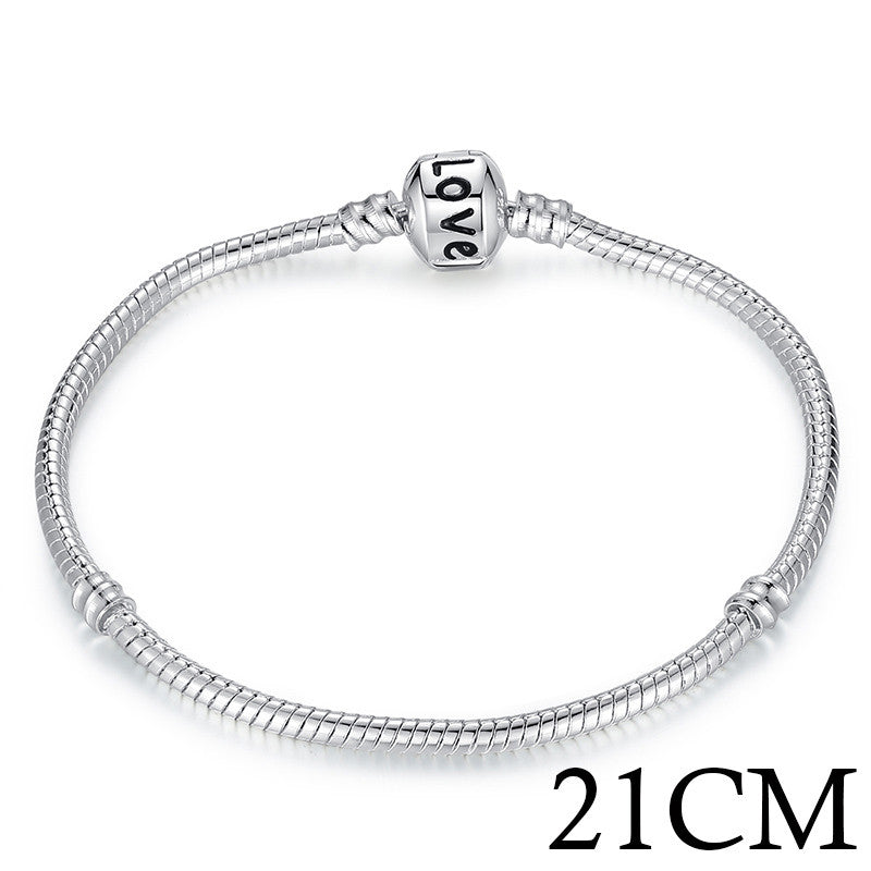 5 Style Silver Plated LOVE Snake Chain Bracelets & Bangle