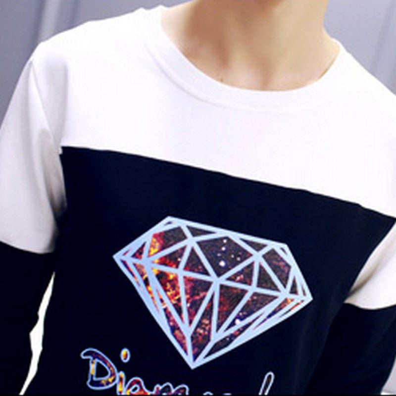 Diamond Printed Round Neck Sweatshirts For Men
