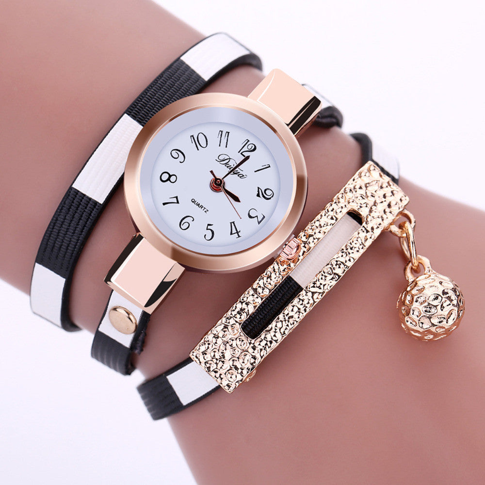 Attractive PU Leather Bracelet Casual Women Wristwatch Luxury ww-b