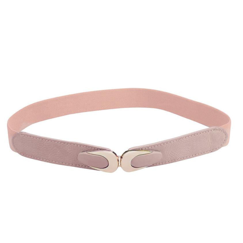 Lady Solid Stretch Buckle Waistband Belt For Women