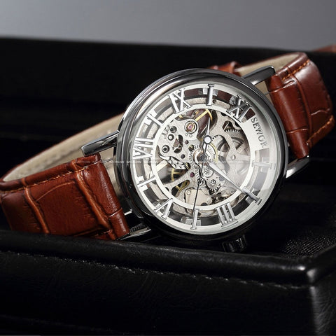 Luxury Brand Mechanical Watches Men Skeleton Dial Roman Dial wm-m