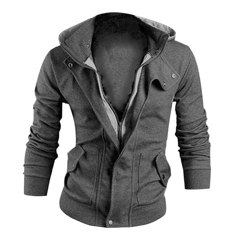 Black Men's Fashion Winter Slim Hoodie Warm Sweatshirts Jacket