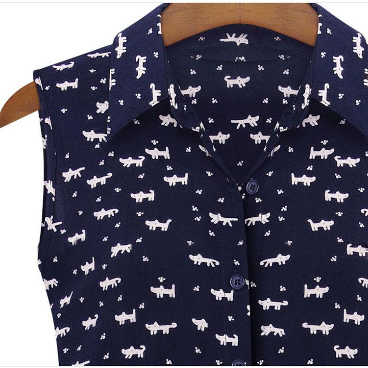 New Design Cat Footprints Pattern Summer Shirts Dresses With Belt