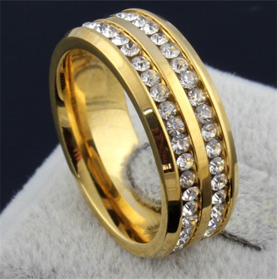 Women And Men's Fashion Double Rows Wedding Jewelry Ring wr- mj-