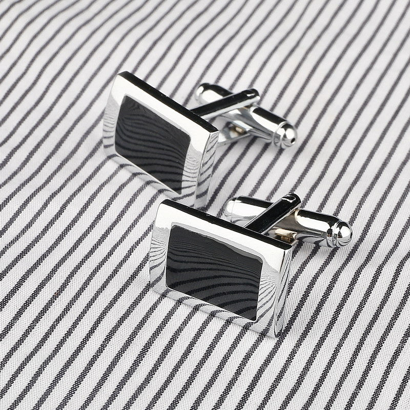 Black Design Silver Laser Plating Cufflinks