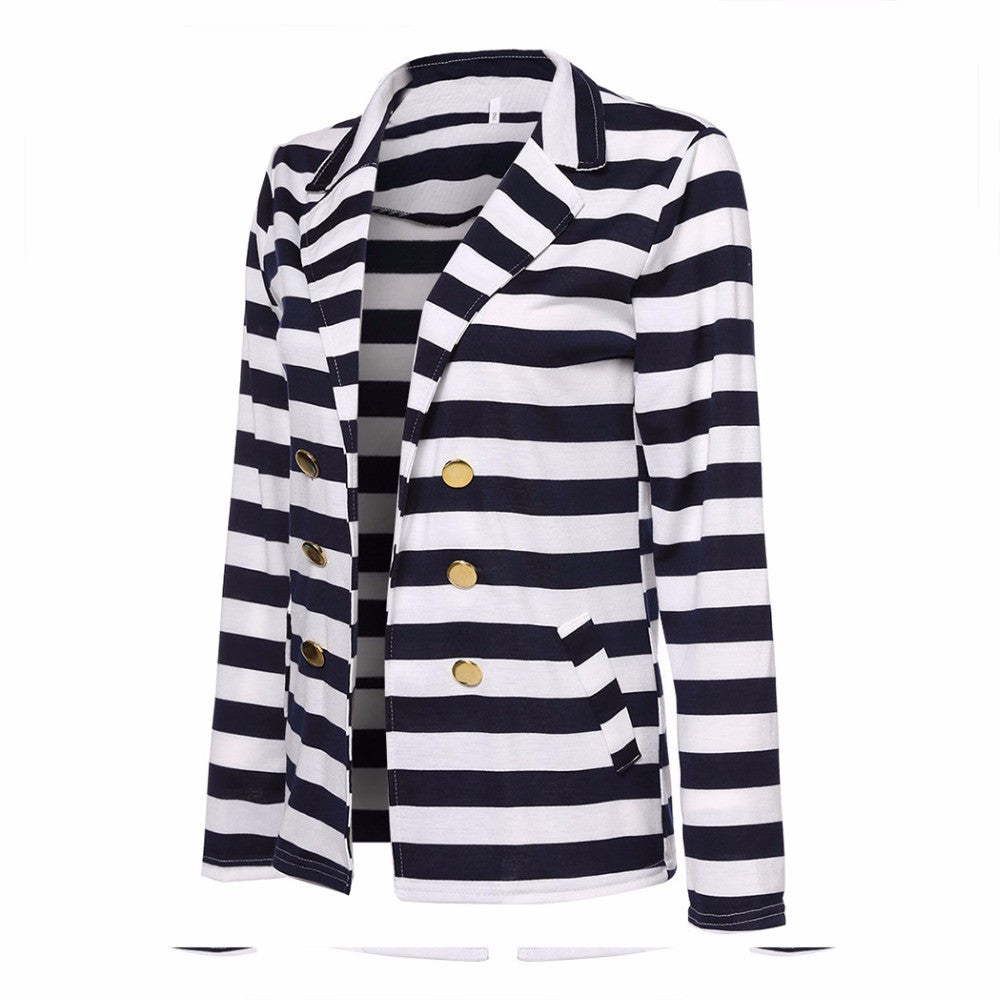 Stripes Fashion Spring Women Blazer