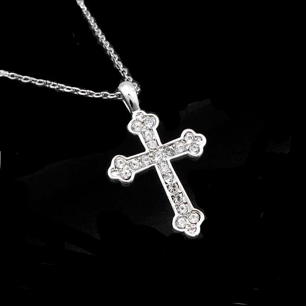 Cross Necklaces Austrian Crystal Rose Gold Plated Choker