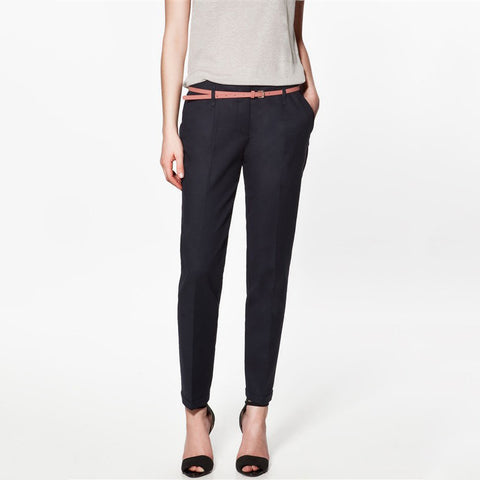 Pencil Casual Pants For Women With Belt